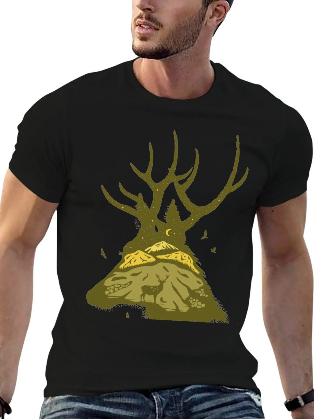 Nature Deer Silhouette Graphic Tee product image 6