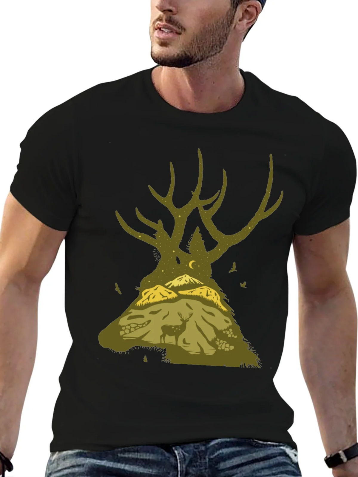Nature Deer Silhouette Graphic Tee product image 6
