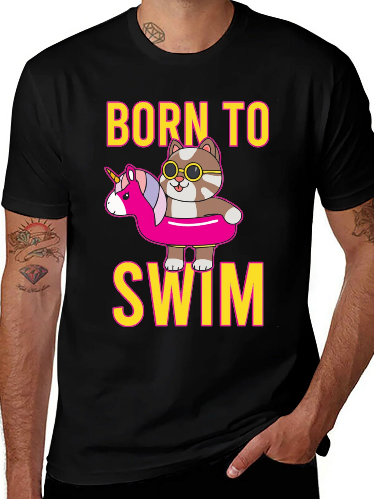 Born To Swim Cat T-Shirt product image 1