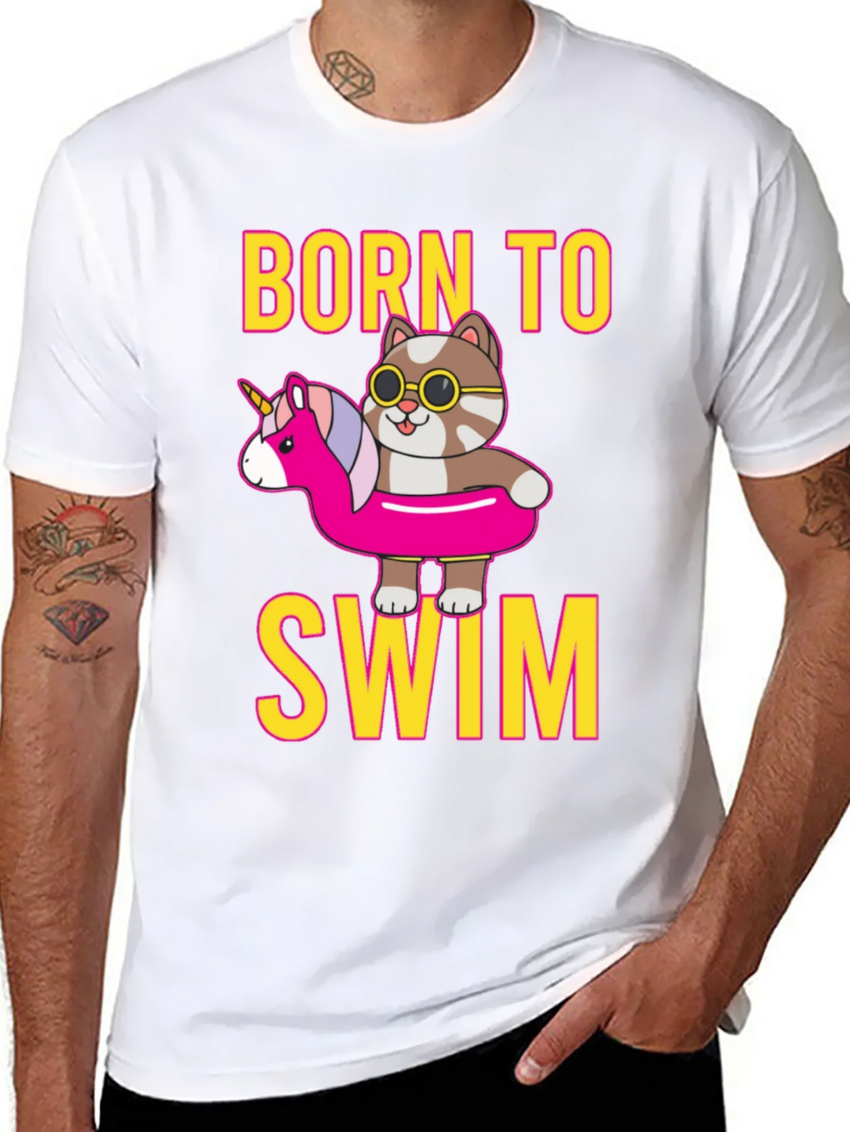 Born To Swim Cat T-Shirt product image 7