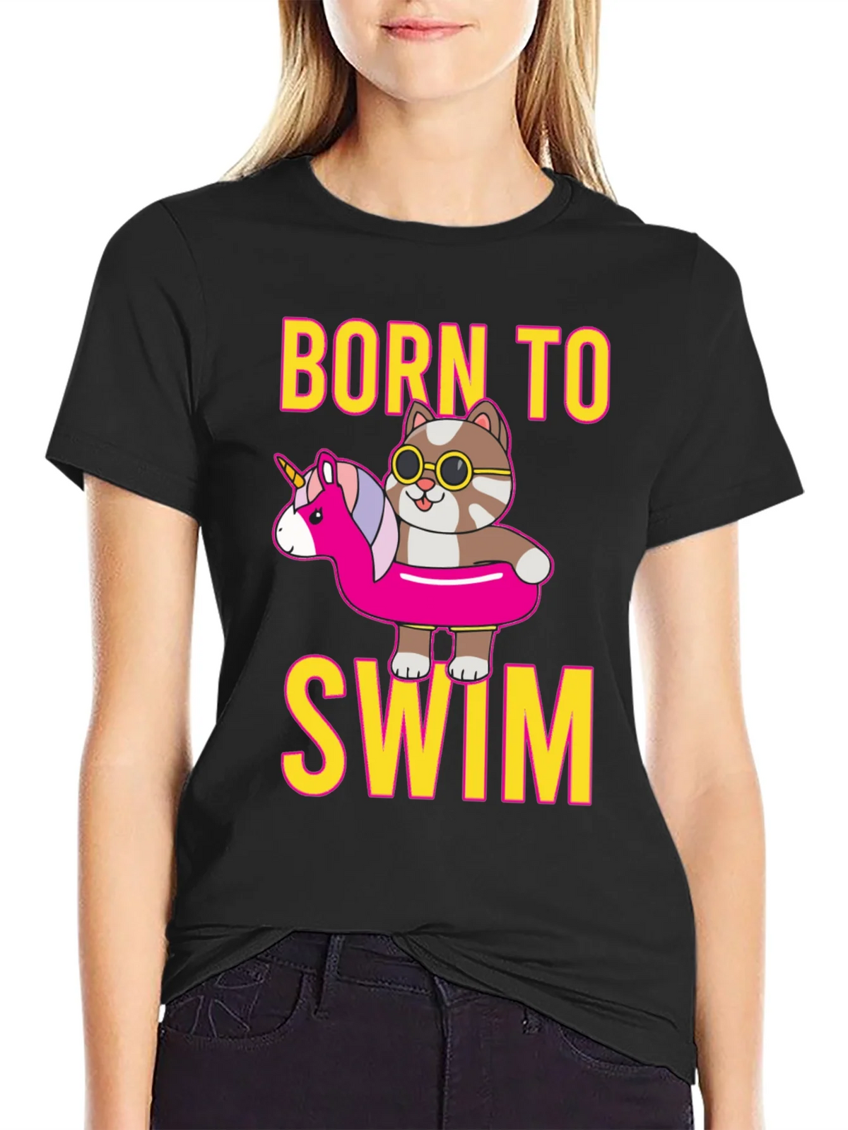 Born To Swim Cat T-Shirt product image 2