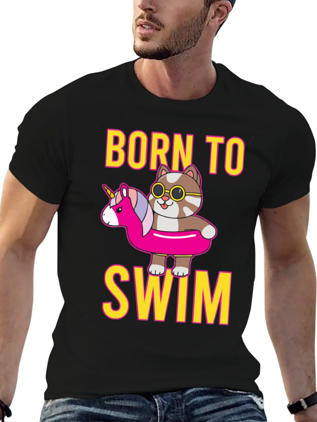 Born To Swim Cat T-Shirt product image 6