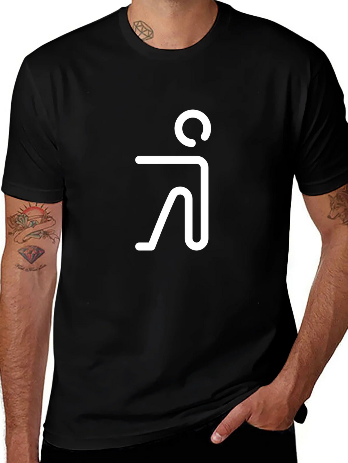 Minimalist Human Figure Graphic Tee - Black Cotton Blend product image 1