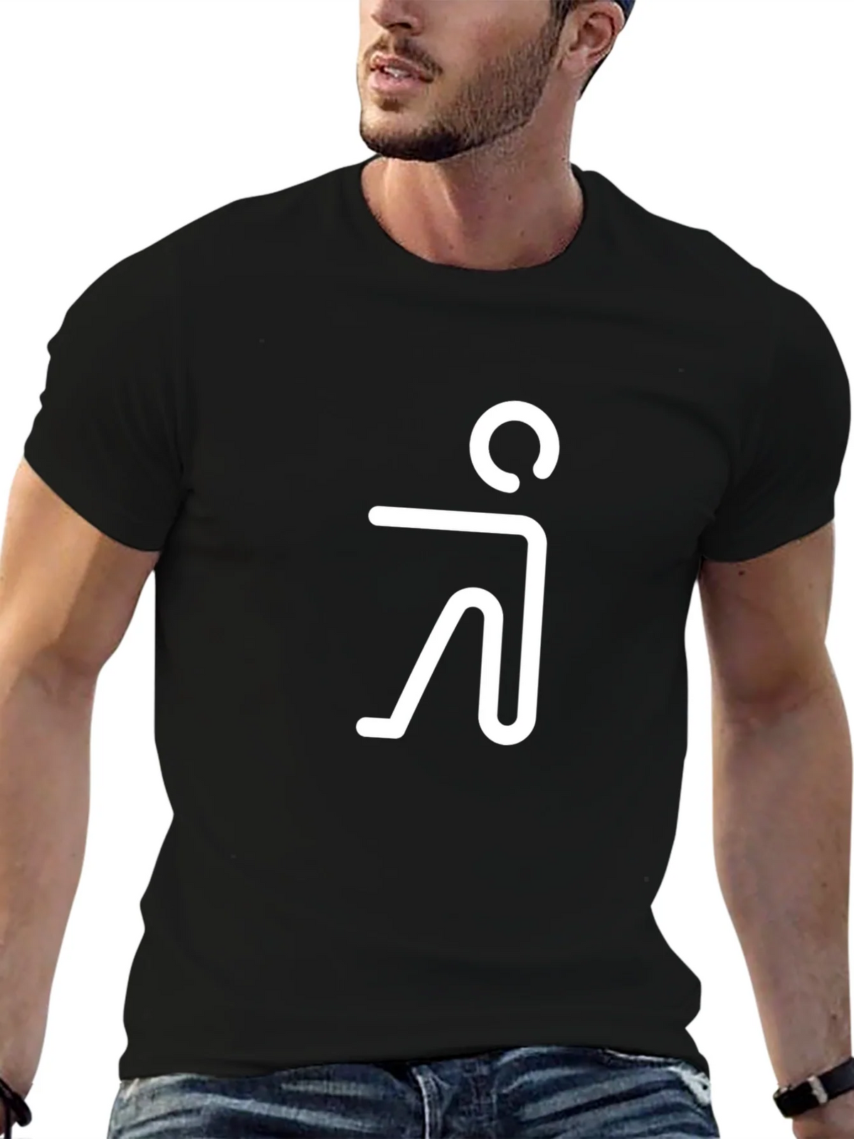 Minimalist Human Figure Graphic Tee - Black Cotton Blend product image 6