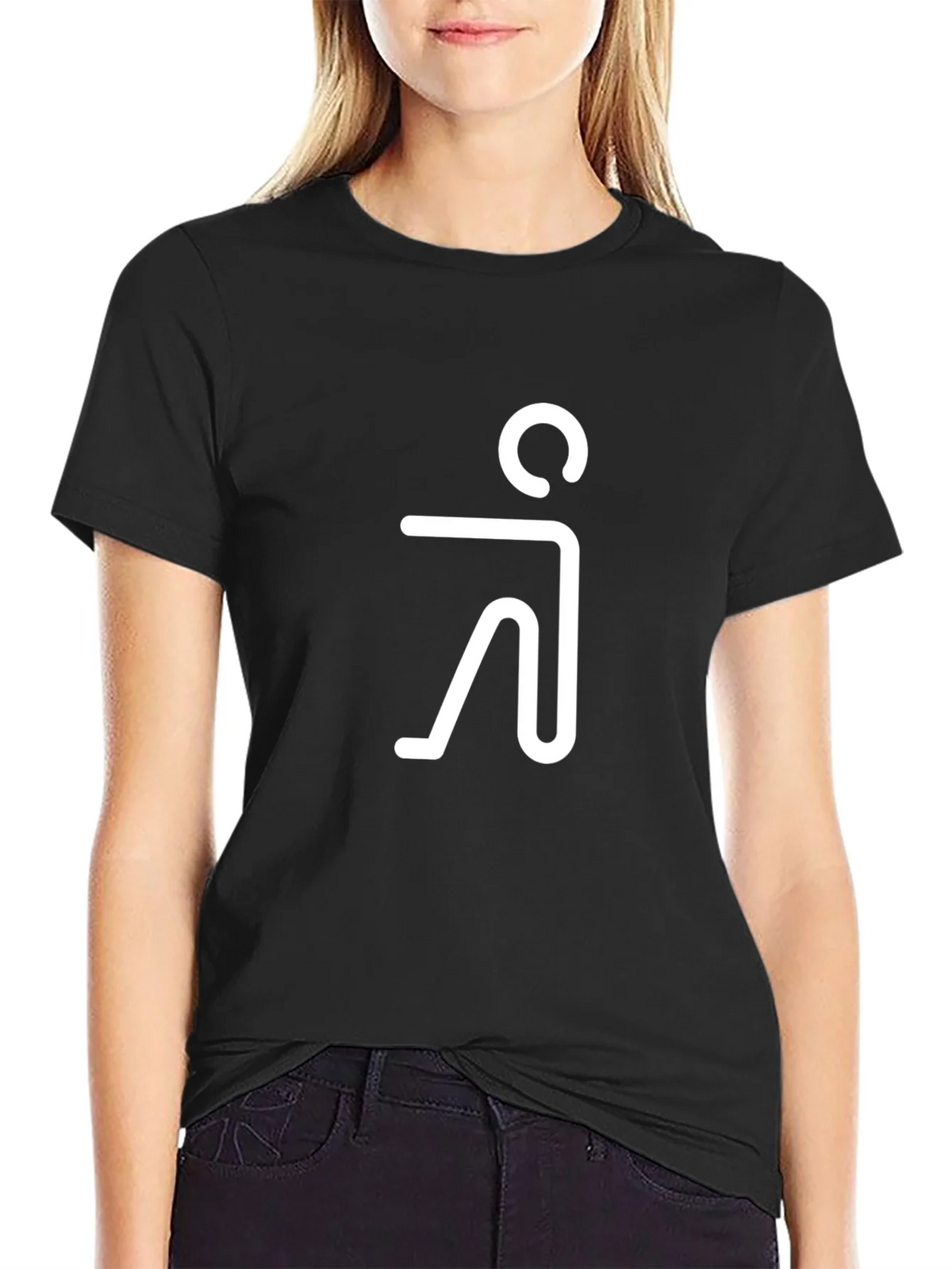 Minimalist Human Figure Graphic Tee - Black Cotton Blend product image 2