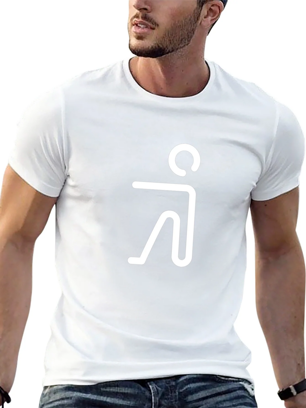 Minimalist Human Figure Graphic Tee - Black Cotton Blend product image 12