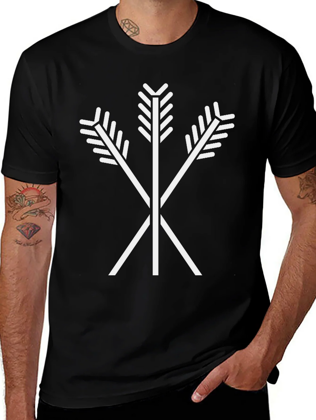 Arrow Emblem Black T-Shirt | Tribal Symbol Tee product image 1