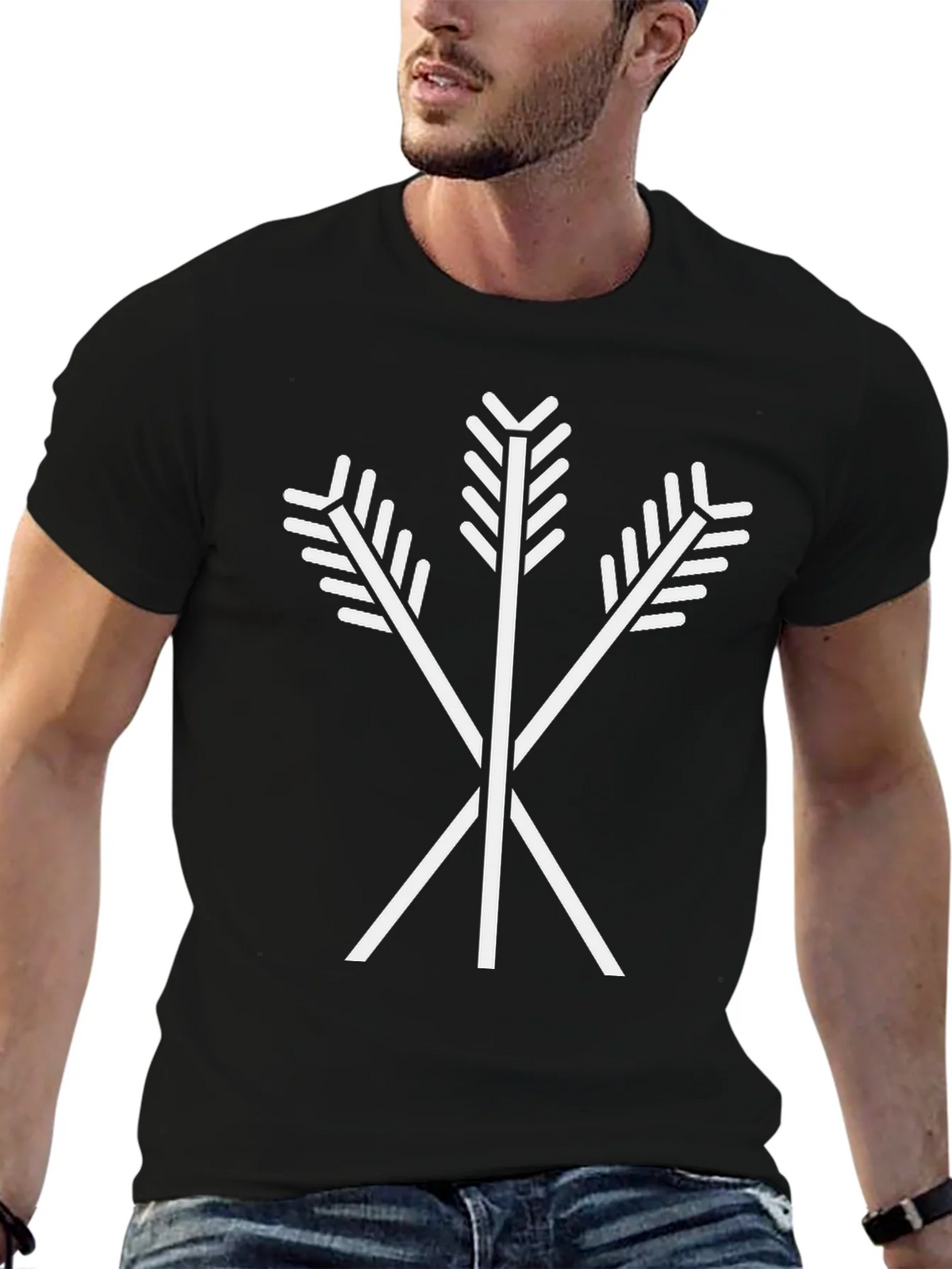 Arrow Emblem Black T-Shirt | Tribal Symbol Tee product image 6