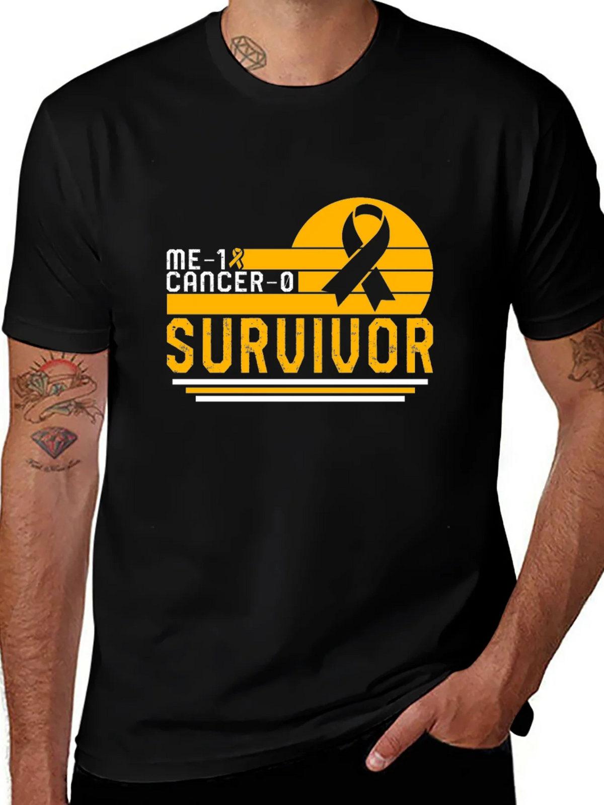 Cancer Survivor T-Shirt Black Ribbon Awareness Support product image 1