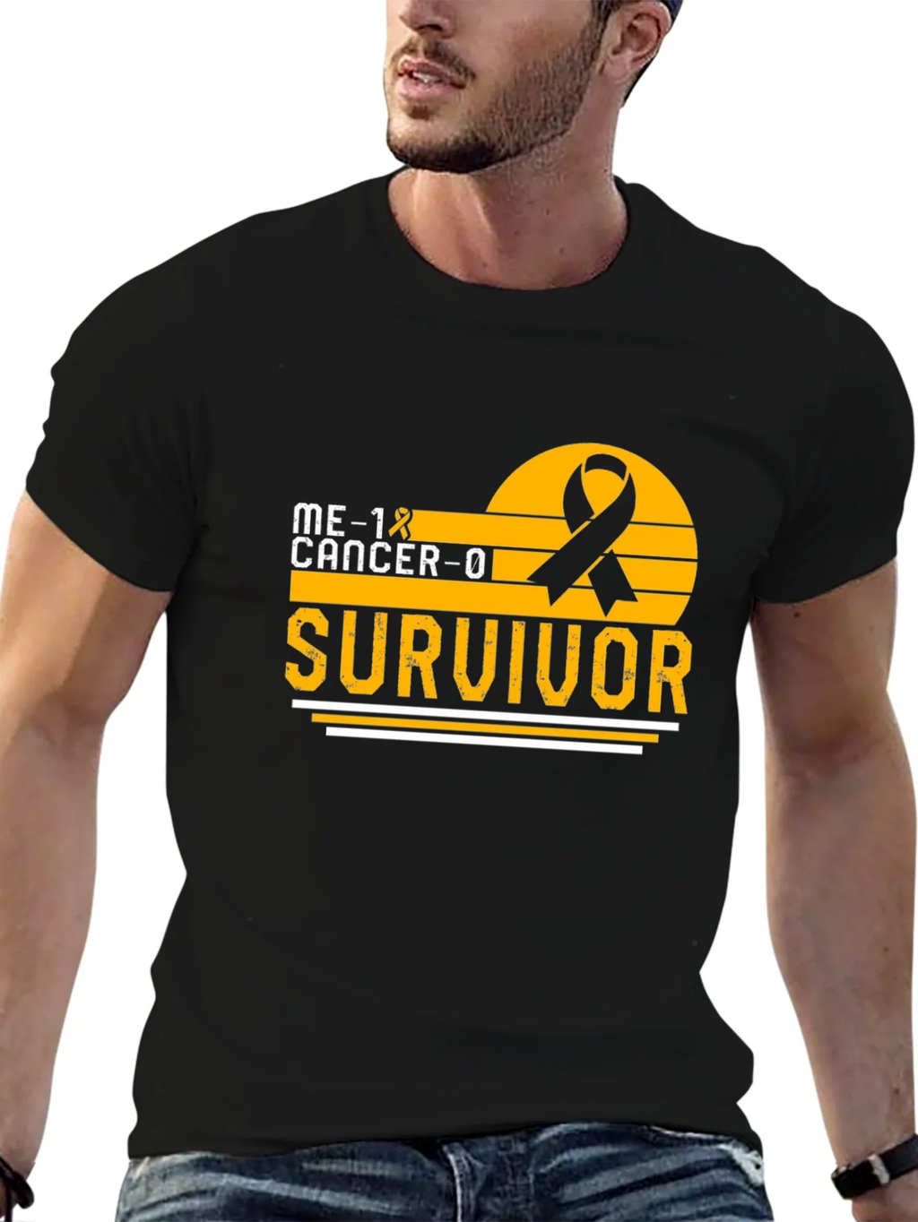 Cancer Survivor T-Shirt Black Ribbon Awareness Support product image 6