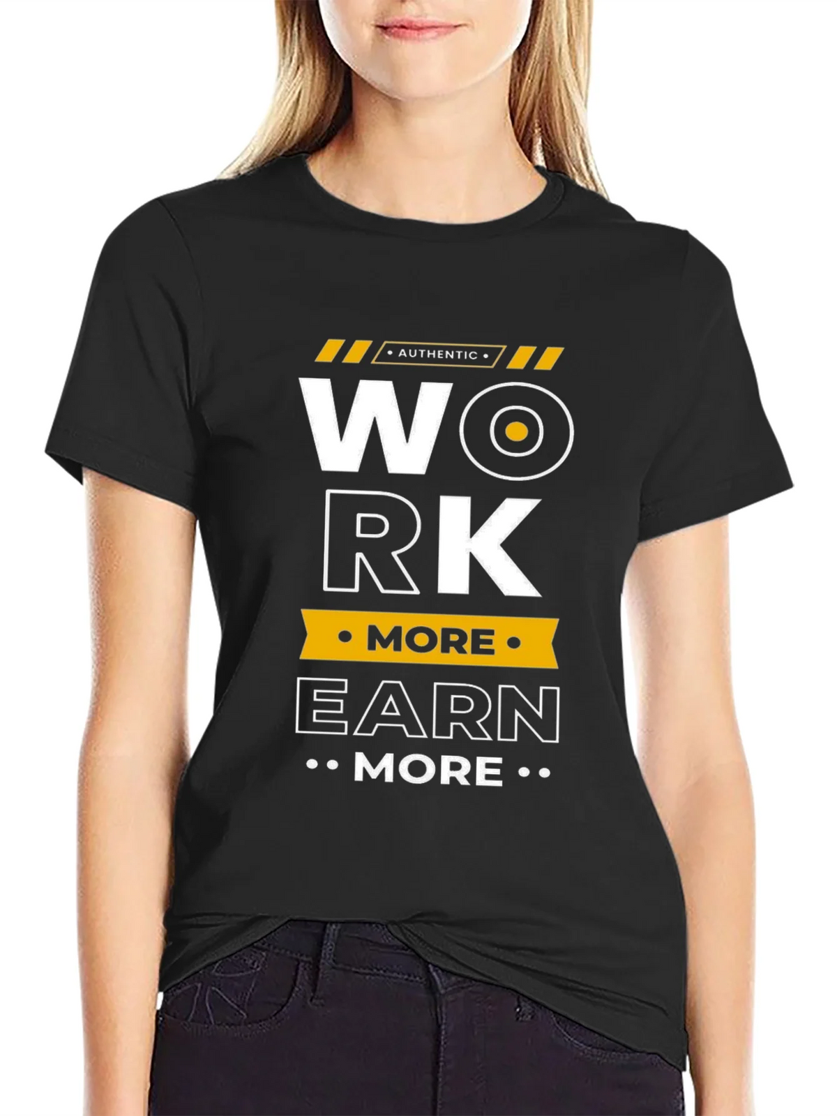 Work More Earn Graphic Tee - Black Cotton T-Shirt product image 2