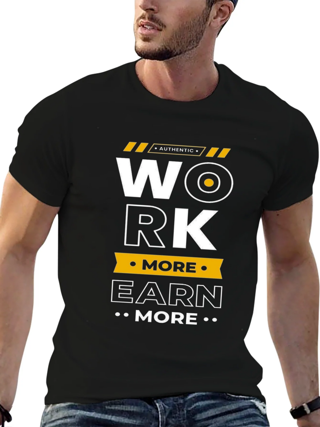 Work More Earn Graphic Tee - Black Cotton T-Shirt product image 6