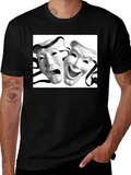 Comedy Tragedy Mask Graphic Tee - Unisex Black T-Shirt product image 1