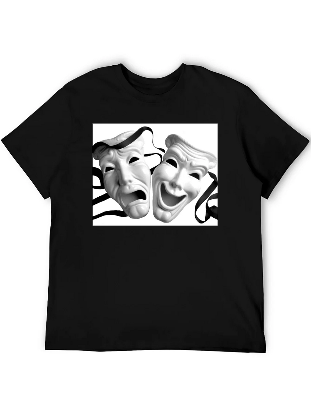 Comedy Tragedy Mask Graphic Tee - Unisex Black T-Shirt product image 5