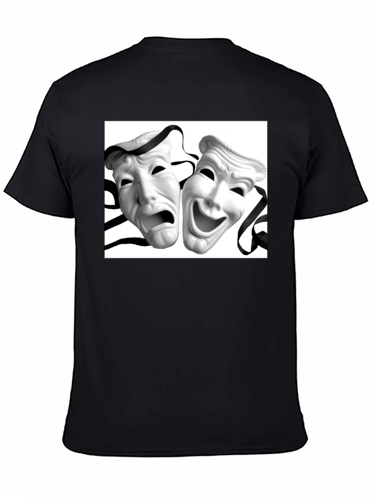Comedy Tragedy Mask Graphic Tee - Unisex Black T-Shirt product image 4