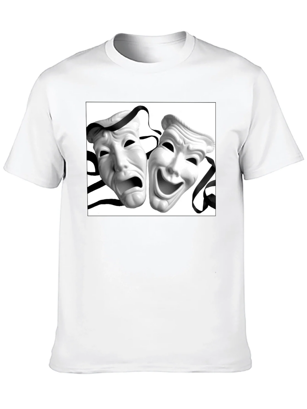 Comedy Tragedy Mask Graphic Tee - Unisex Black T-Shirt product image 9