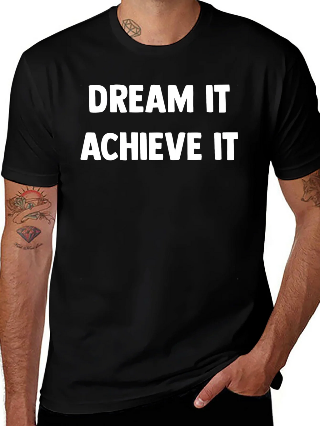 Dream It Achieve It Black Graphic T-Shirt product image 1
