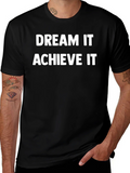 Dream It Achieve It Black Graphic T-Shirt product image 1