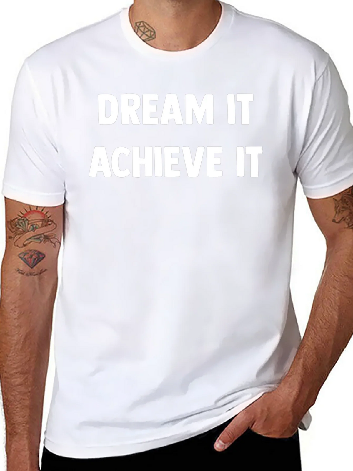Dream It Achieve It Black Graphic T-Shirt product image 7