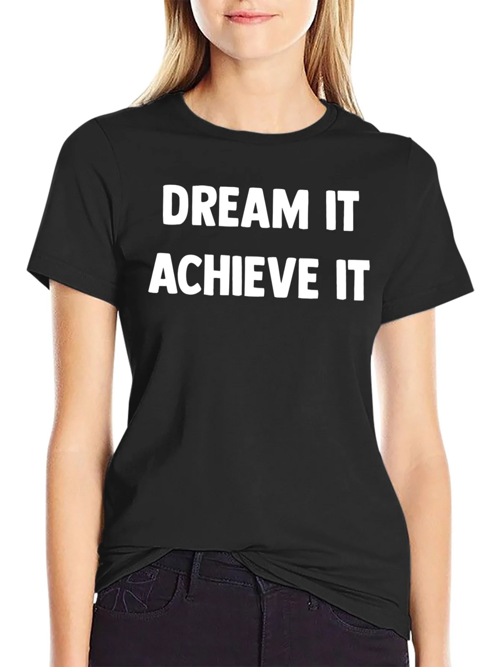 Dream It Achieve It Black Graphic T-Shirt product image 2