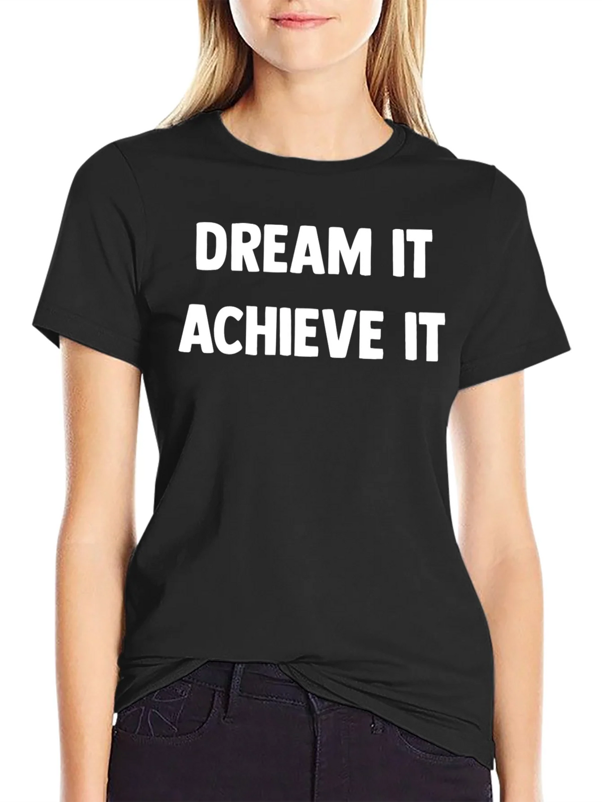 Dream It Achieve It Black Graphic T-Shirt product image 2