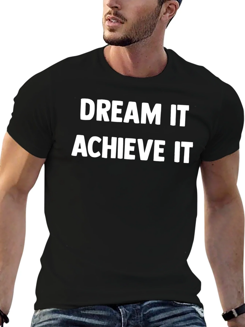 Dream It Achieve It Black Graphic T-Shirt product image 6