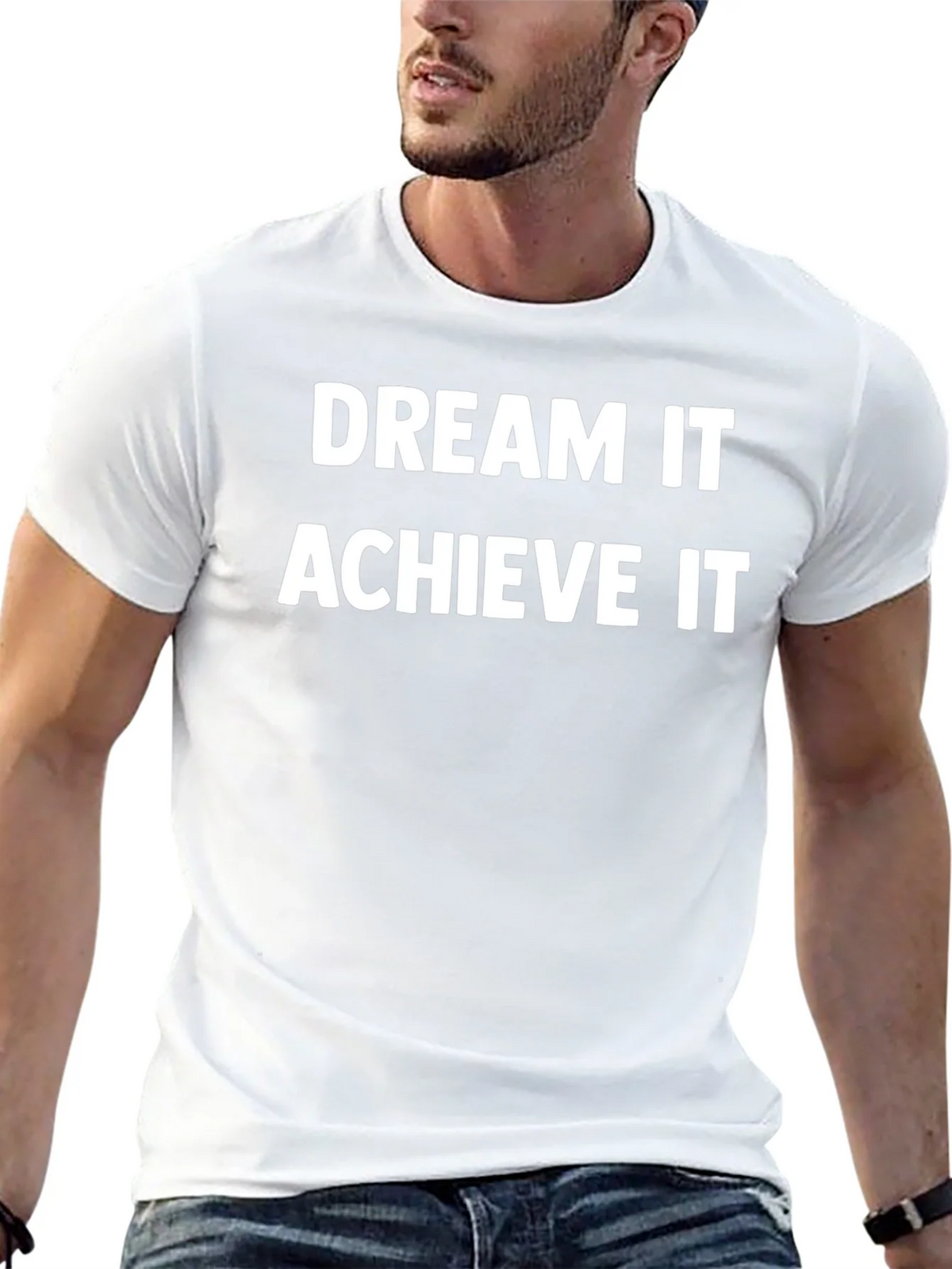Dream It Achieve It Black Graphic T-Shirt product image 12