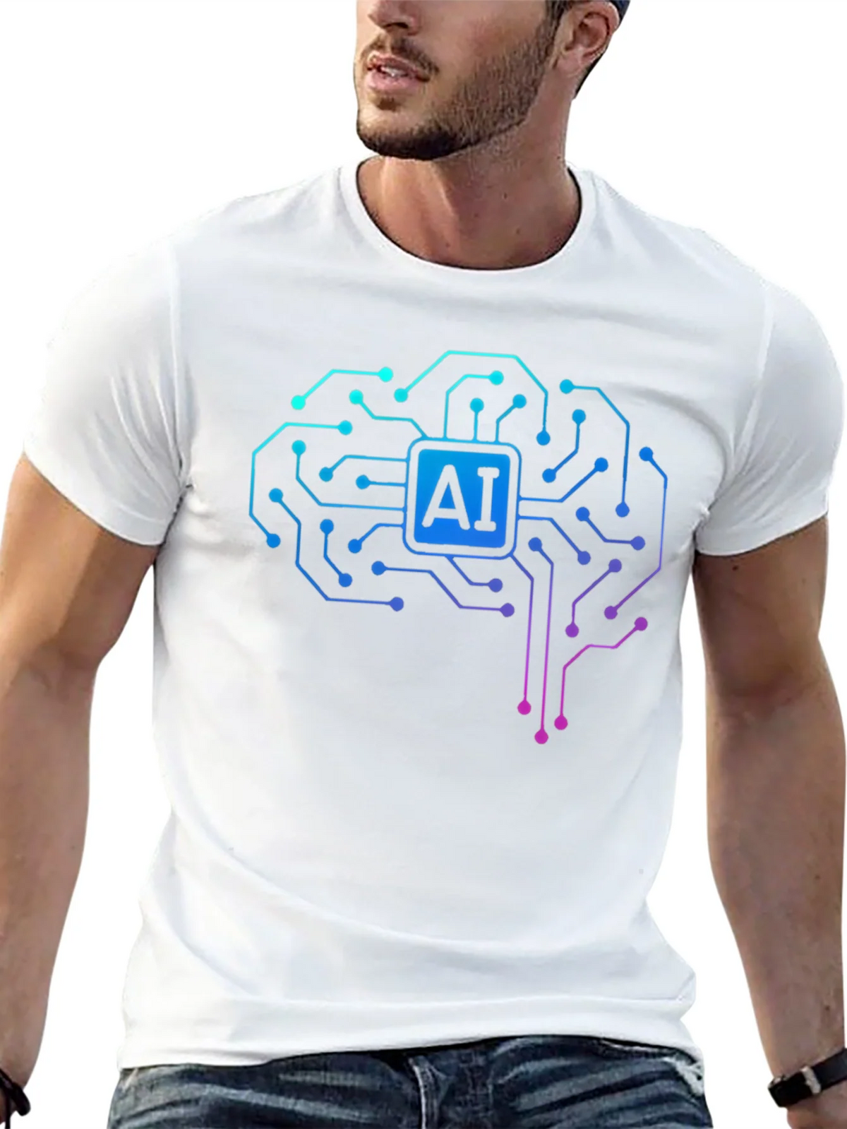 AI Brain Circuit T-Shirt - Tech Style product image 12