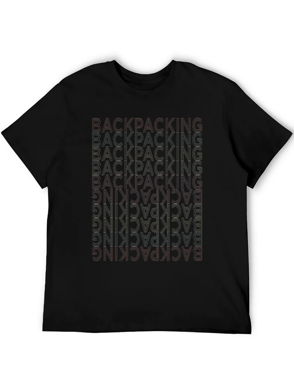 Backpacking Word Design Black T-Shirt product image 5