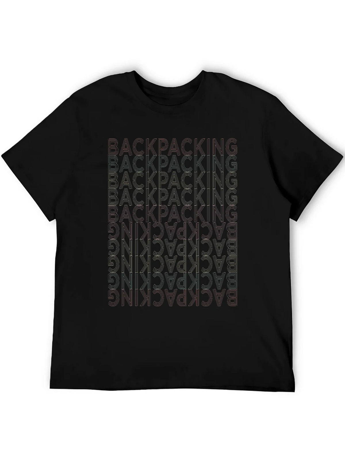 Backpacking Word Design Black T-Shirt product image 5