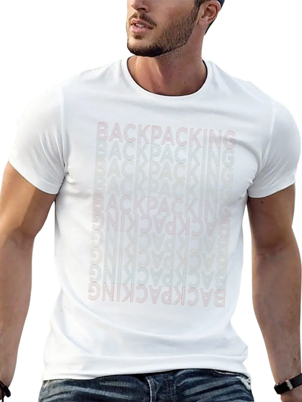 Backpacking Word Design Black T-Shirt product image 12
