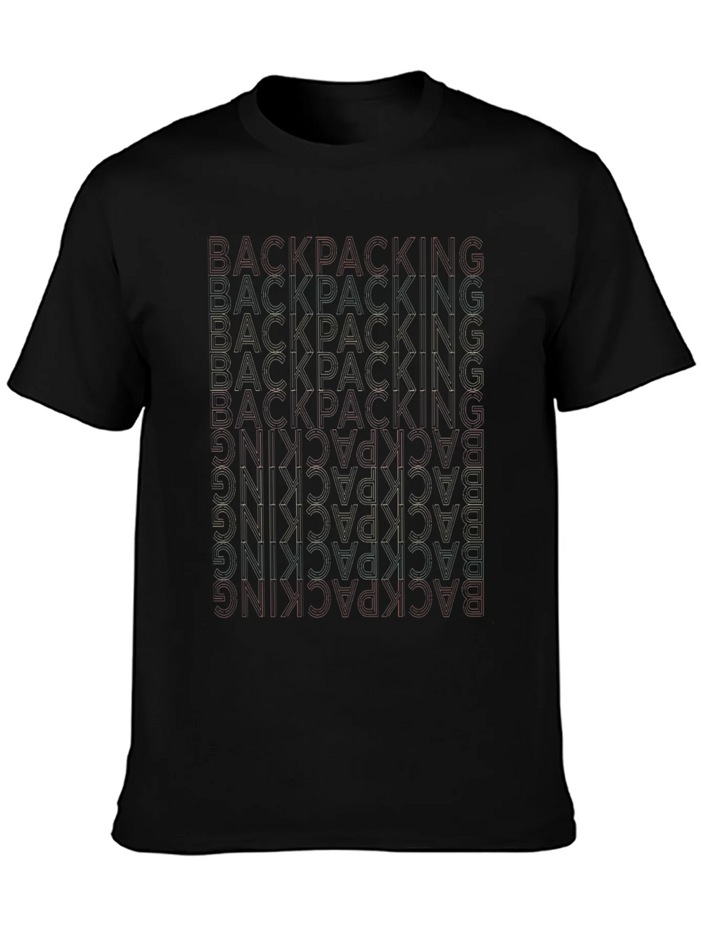 Backpacking Word Design Black T-Shirt product image 3