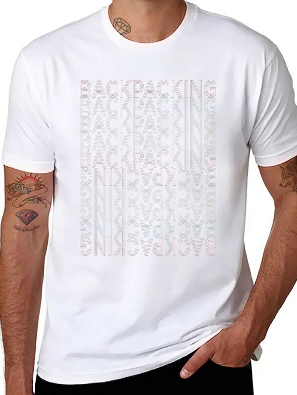 Backpacking Word Design Black T-Shirt product image 7