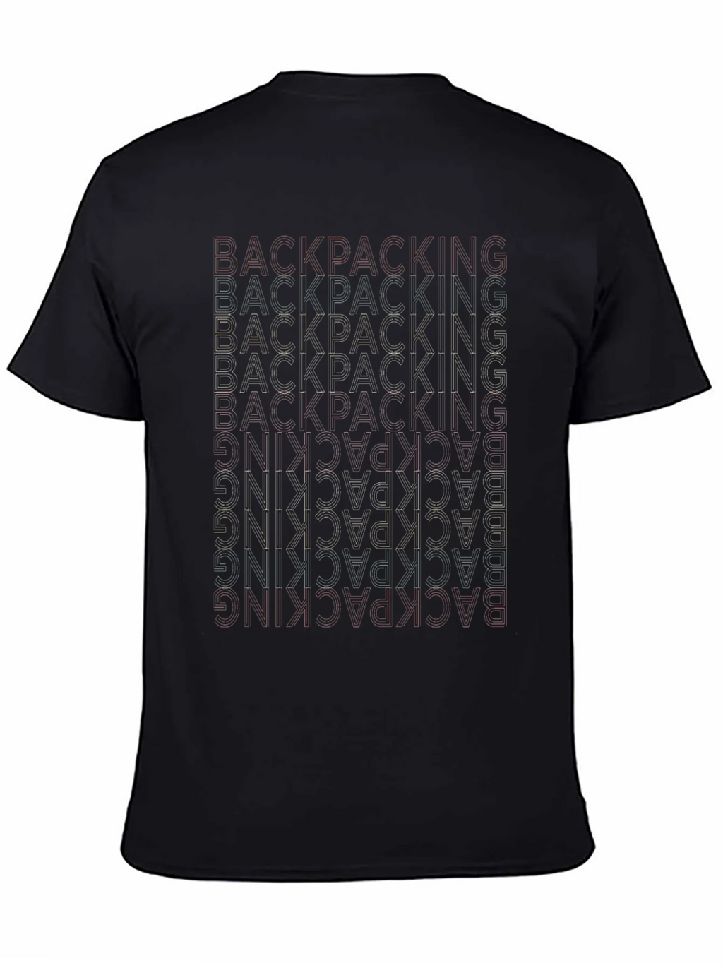 Backpacking Word Design Black T-Shirt product image 4