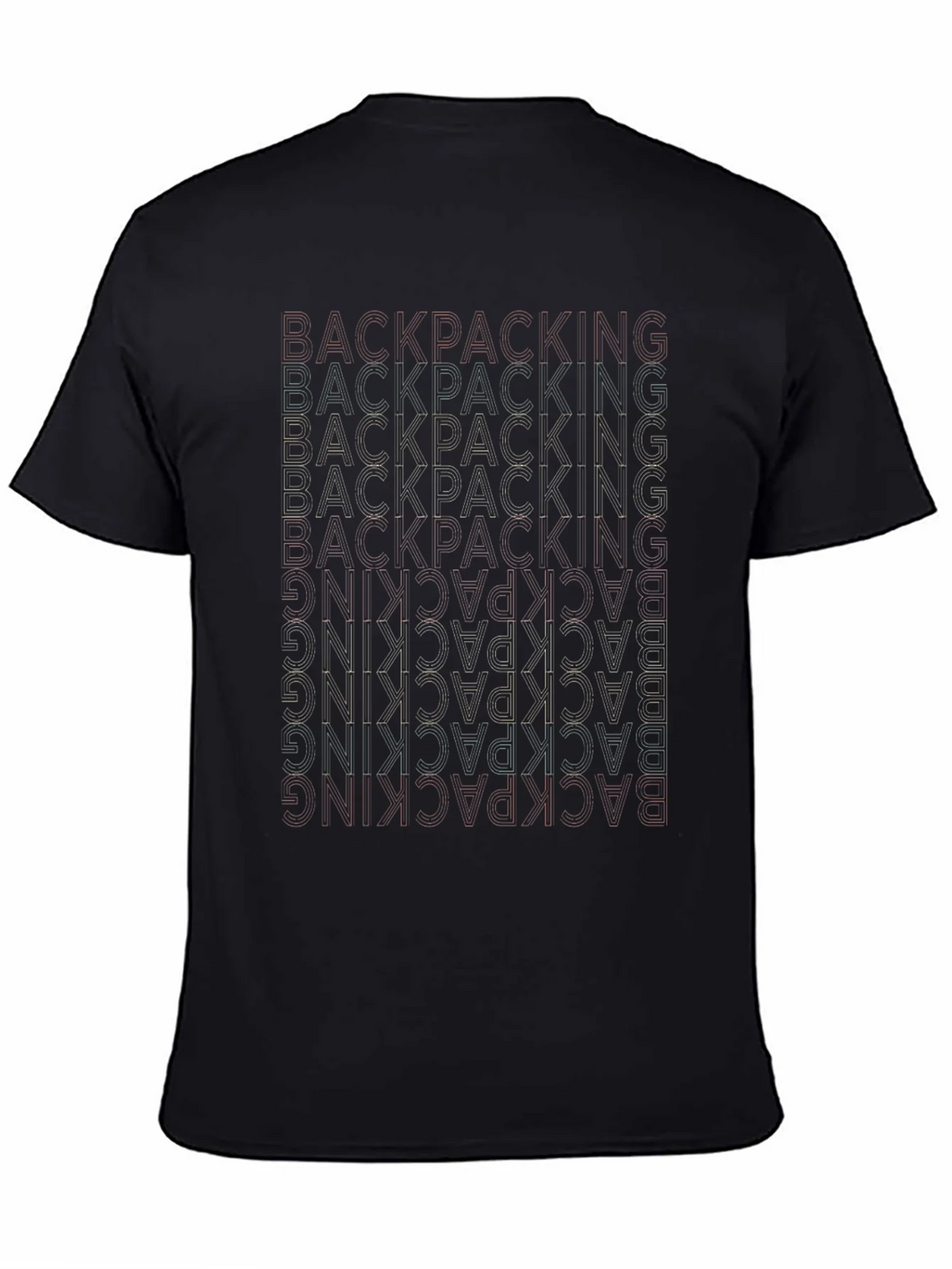 Backpacking Word Design Black T-Shirt product image 4