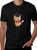 Graduation Owl Graphic Tee - Black Cotton T-Shirt product image 1