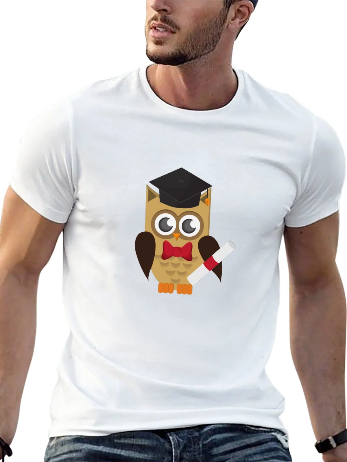 Graduation Owl Graphic Tee - Black Cotton T-Shirt product image 12