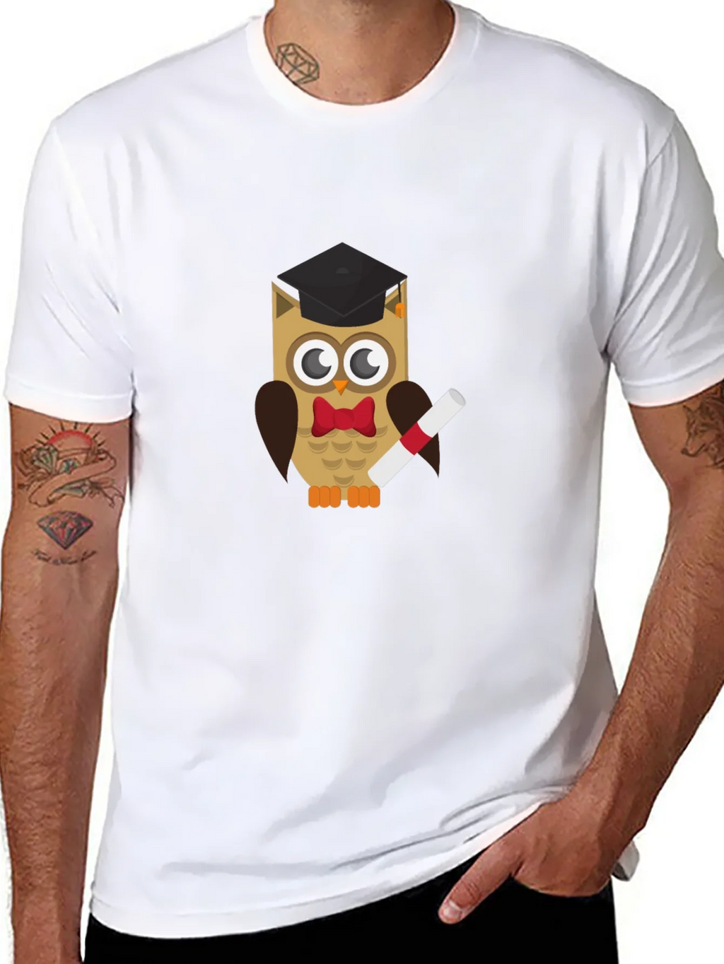 Graduation Owl Graphic Tee - Black Cotton T-Shirt product image 7