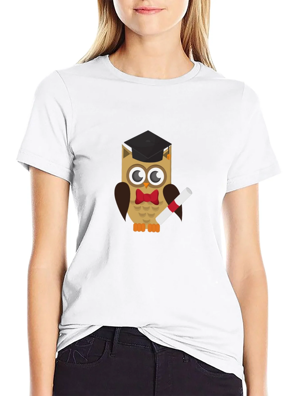 Graduation Owl Graphic Tee - Black Cotton T-Shirt product image 8