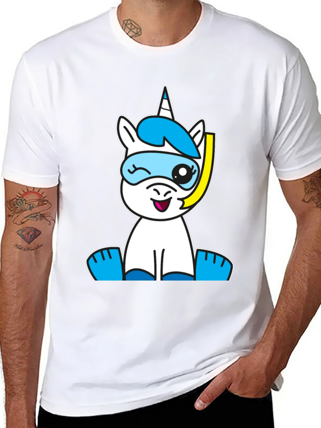 Snorkeling Unicorn Graphic Tee - Black Cotton Blend product image 7