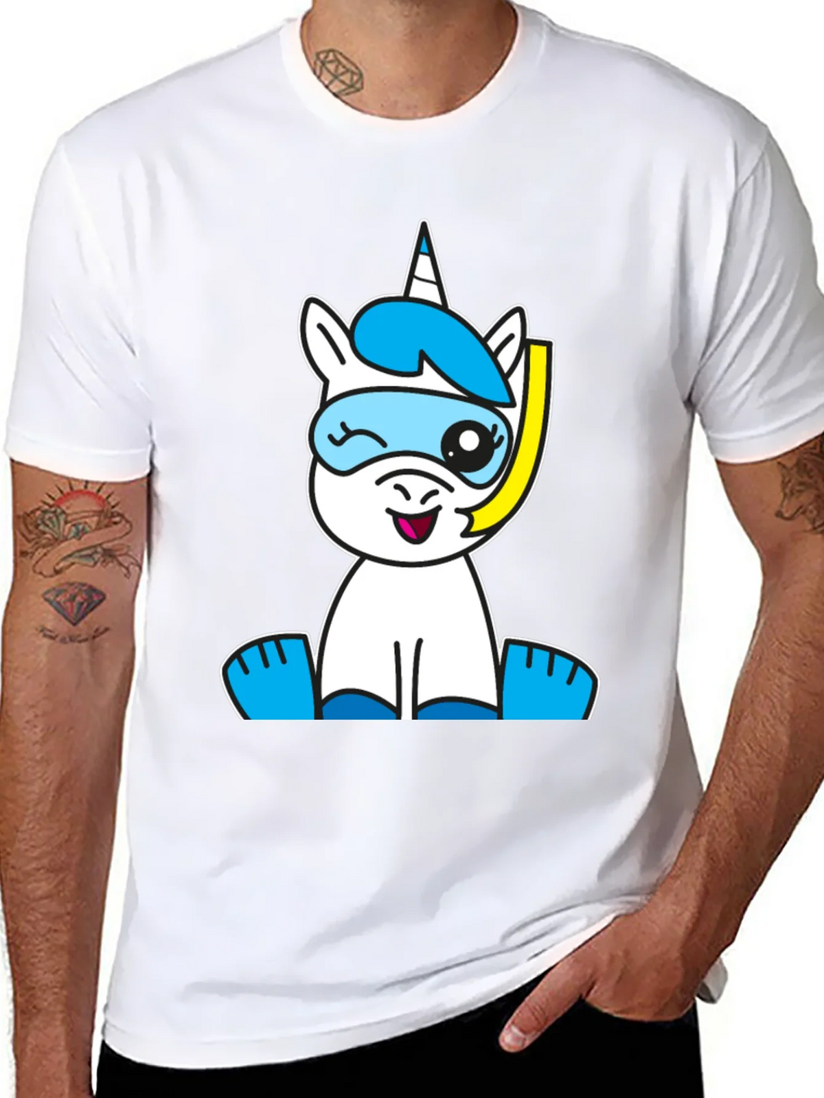 Snorkeling Unicorn Graphic Tee - Black Cotton Blend product image 7
