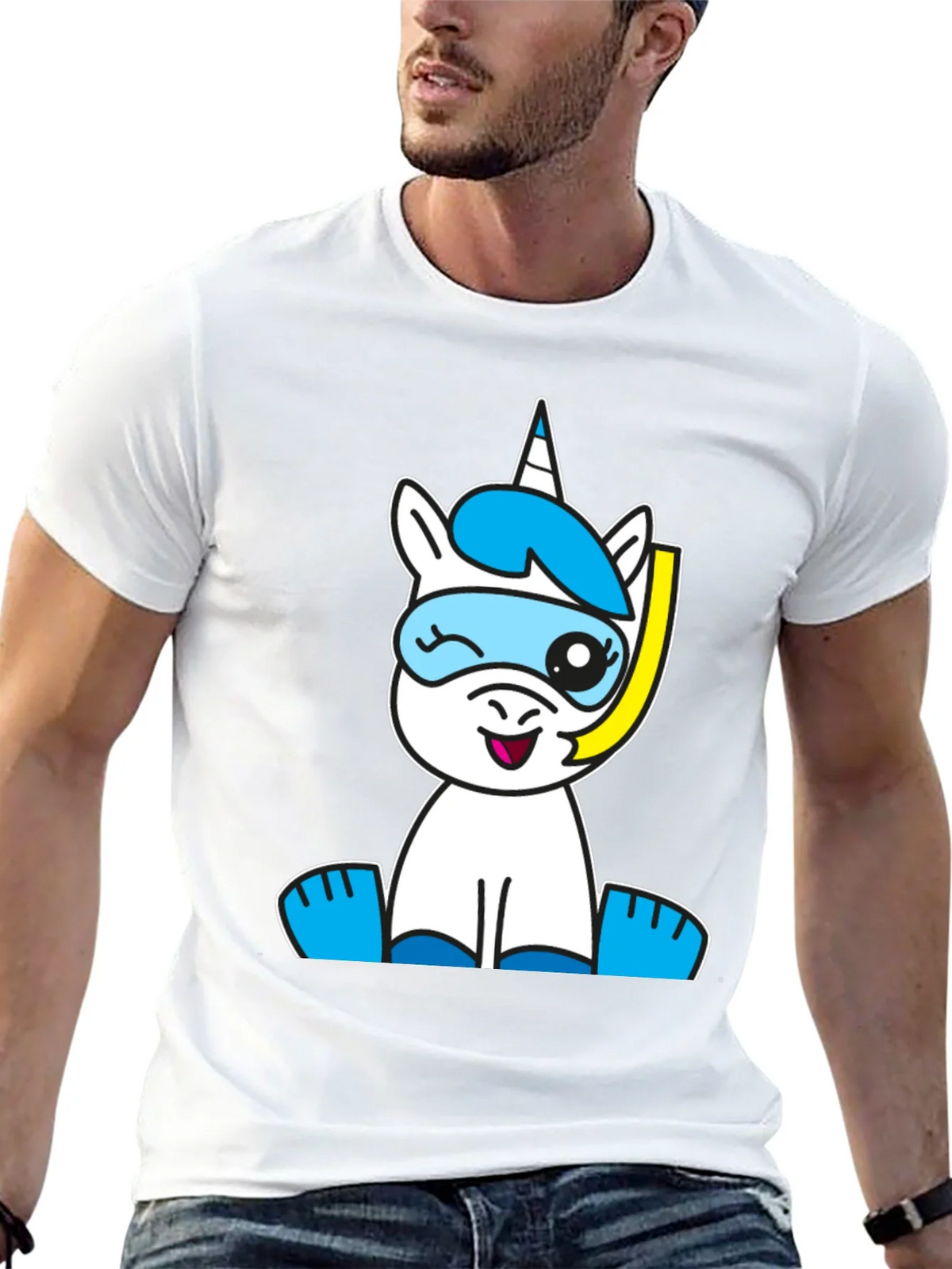 Snorkeling Unicorn Graphic Tee - Black Cotton Blend product image 12