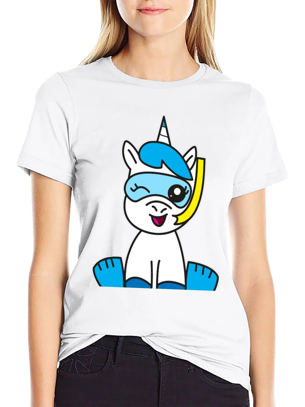 Snorkeling Unicorn Graphic Tee - Black Cotton Blend product image 8
