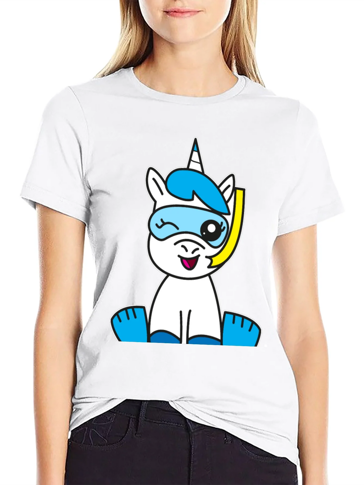 Snorkeling Unicorn Graphic Tee - Black Cotton Blend product image 8