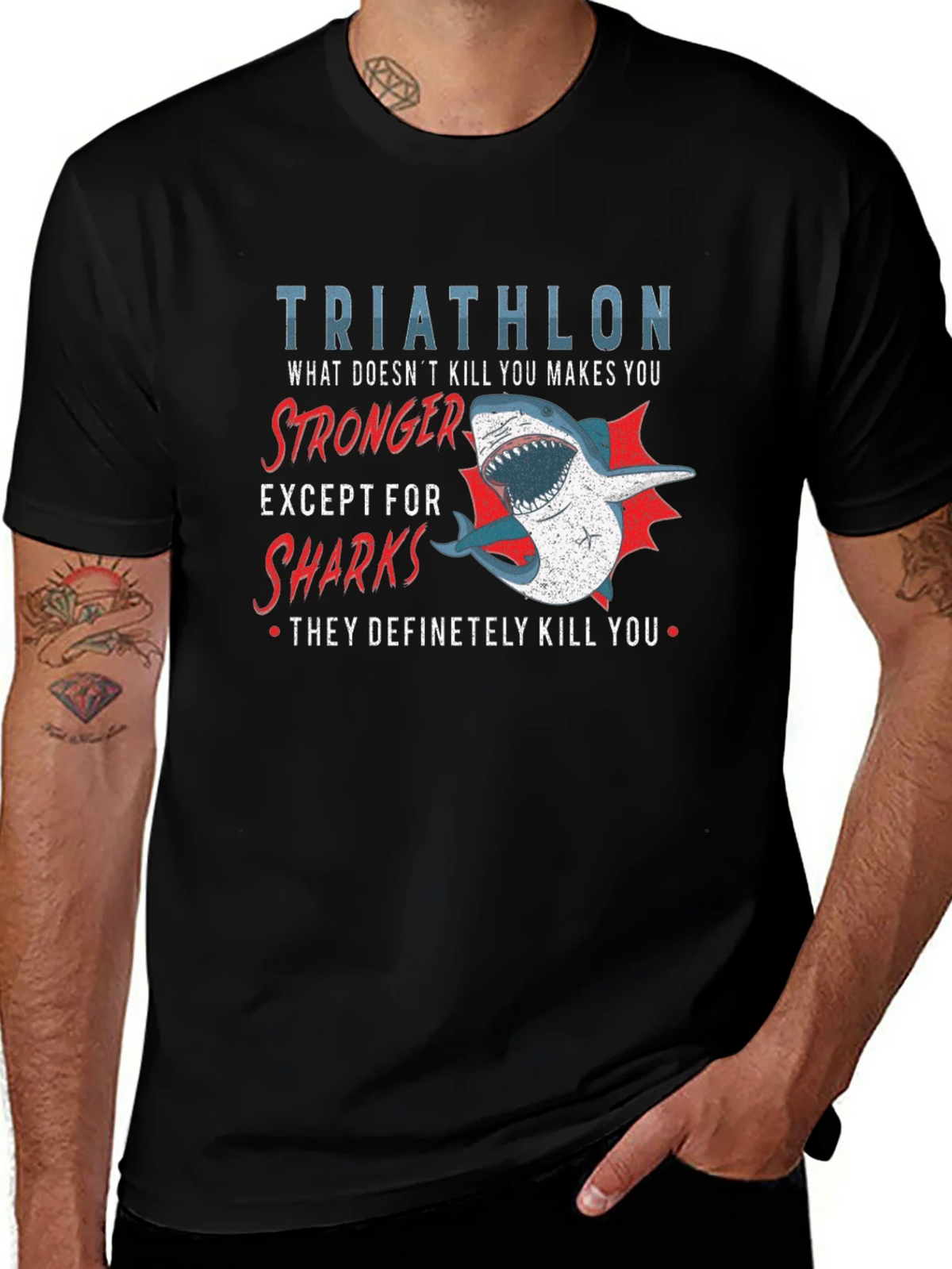 Triathlon Shark T-Shirt - Funny Athlete Tee product image 1