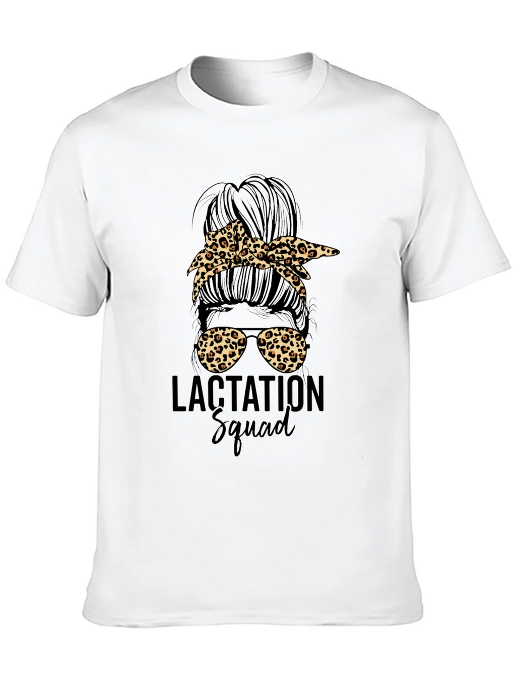 Lactation Squad Leopard Print Messy Bun T-Shirt product image 9