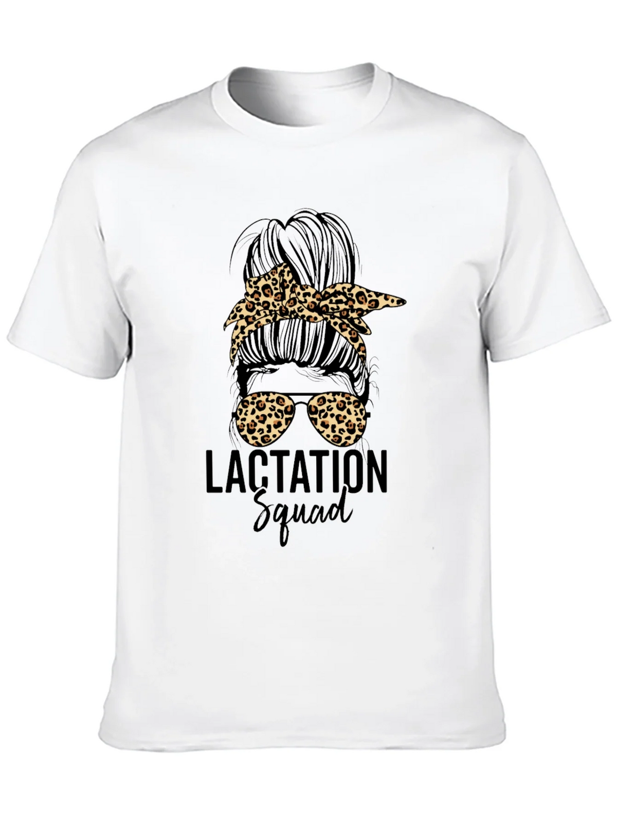 Lactation Squad Leopard Print Messy Bun T-Shirt product image 9