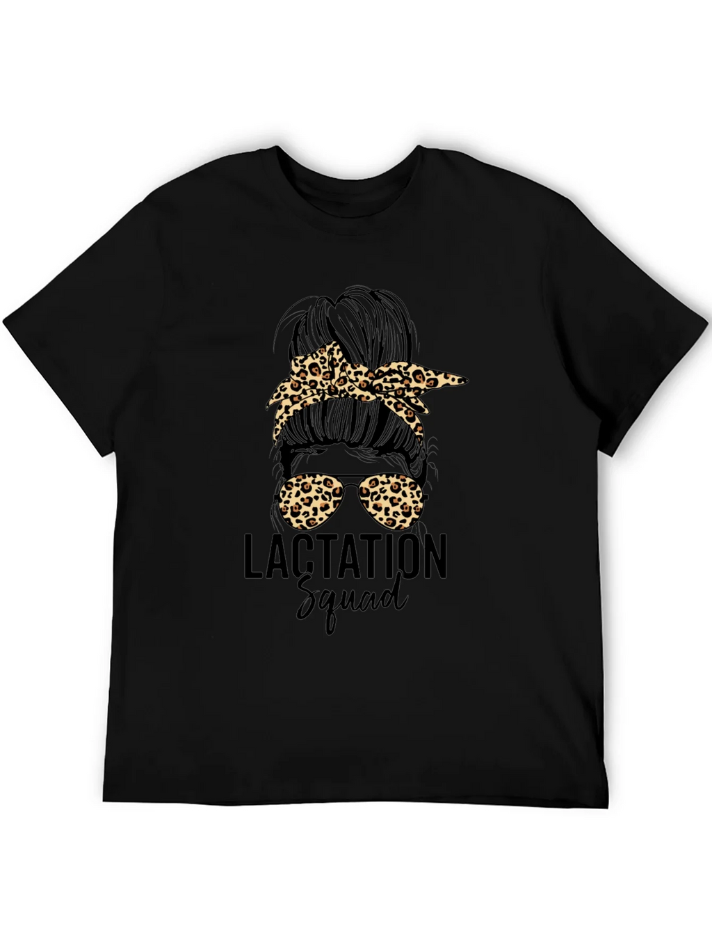 Lactation Squad Leopard Print Messy Bun T-Shirt product image 5