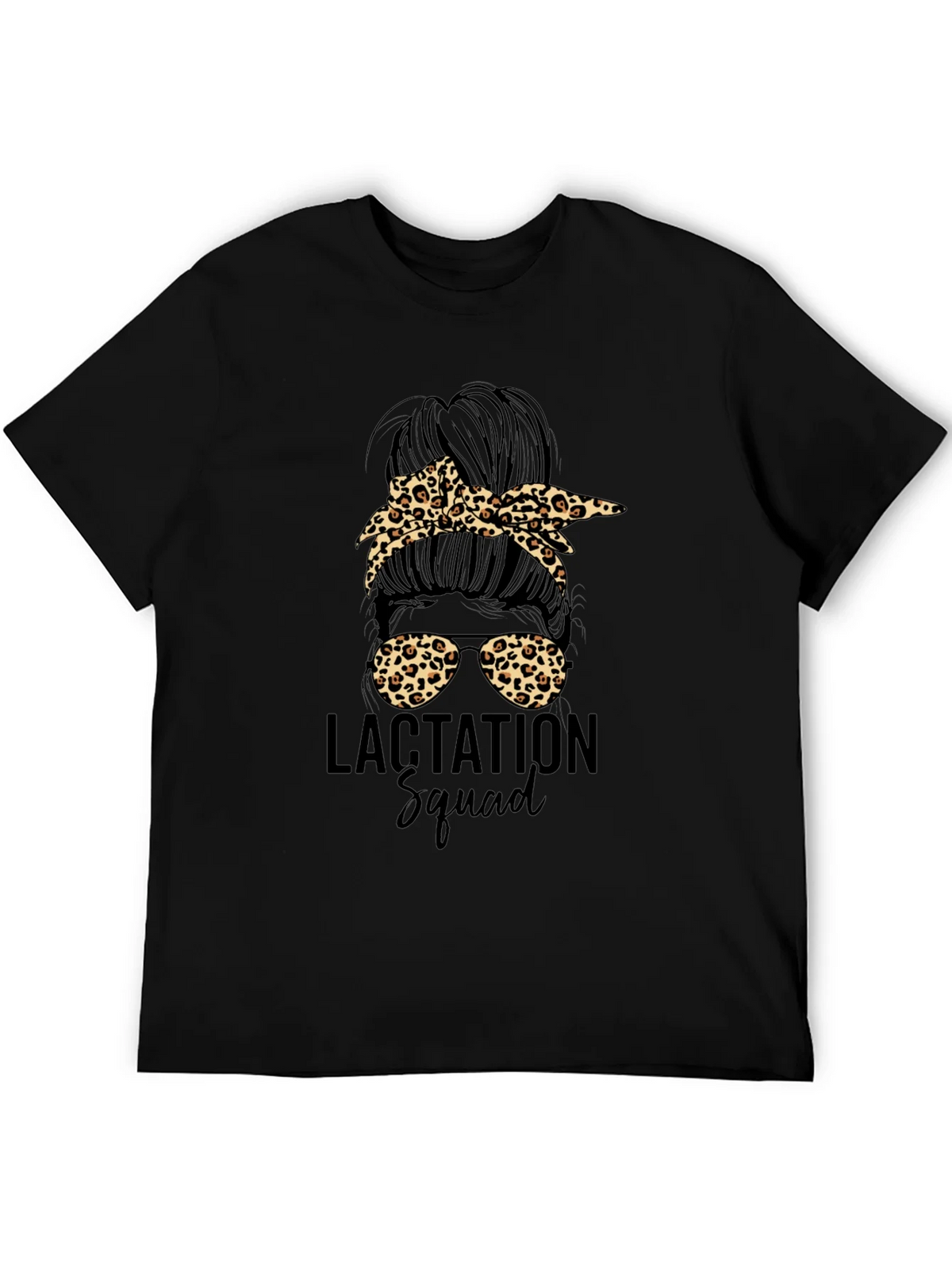 Lactation Squad Leopard Print Messy Bun T-Shirt product image 5