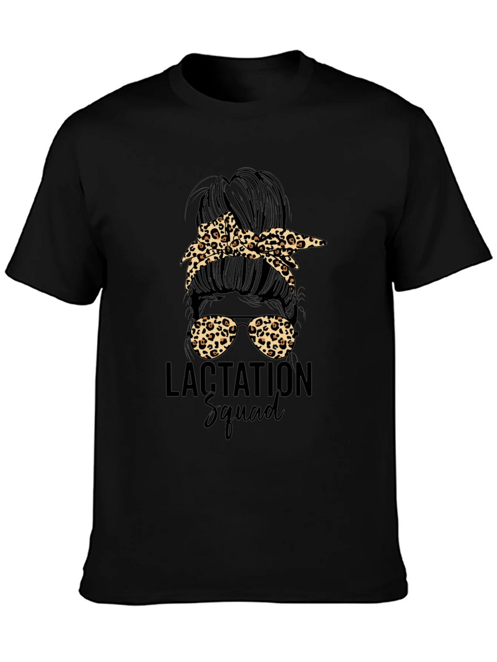 Lactation Squad Leopard Print Messy Bun T-Shirt product image 3
